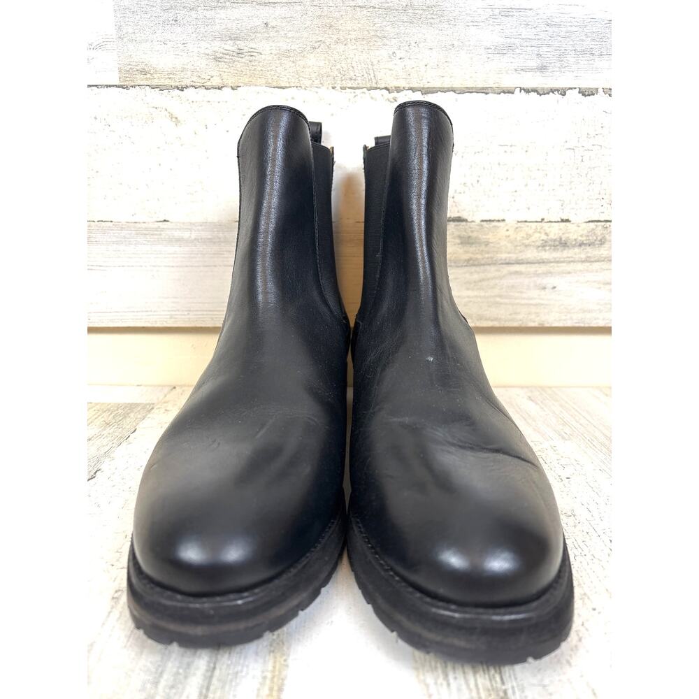 Frye Womens 12 Melissa Black Leather Slip On Lug Low Heel Chelsea Ankle Boots - Picture 3 of 9